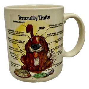 Coffee Mug Cup Dog "Personality Traits", Gary Patterson, Artist Funny Dog Lover